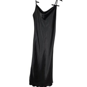 Bebe Slip Dress XS USA Made Black Vintage 90s Y2K Satin Coquette Goth LBD